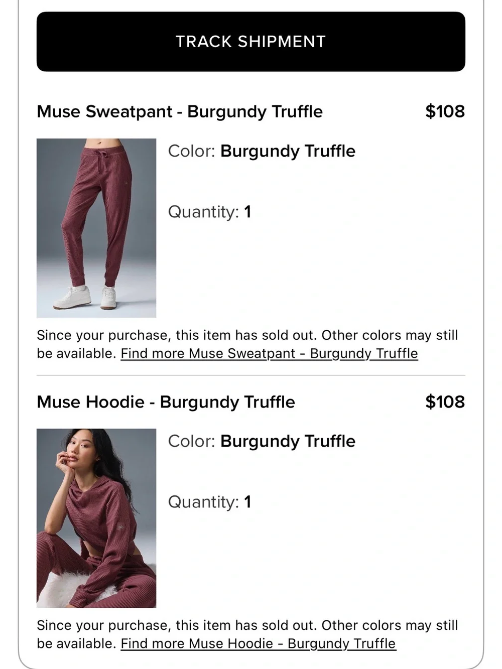 ALO Yoga Ribbed Hoodie and Joggers Set - Burgundy Truffle